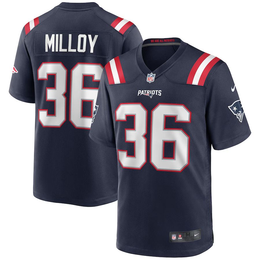 Men New England Patriots #36 Lawyer Milloy Nike Navy Game Retired Player NFL Jersey->new england patriots->NFL Jersey
